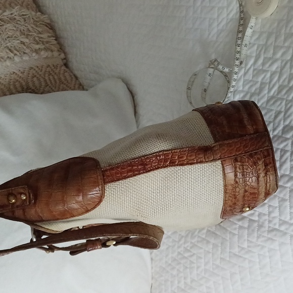 Brahmin Croc & woven canvas shoulder bag hobo - Picture 9 of 16